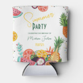 Zomerpartij gele tropische fruituitnodiging blikjeskoeler (Voorkant)