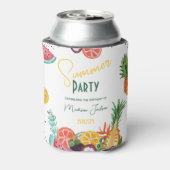 Zomerpartij gele tropische fruituitnodiging blikjeskoeler (Blikje Achterkant)