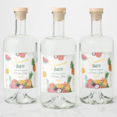 Zomerpartij gele tropische fruituitnodiging likeurfles etiket (Flessen)