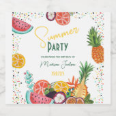 Zomerpartij gele tropische fruituitnodiging likeurfles etiket (Enkel label)