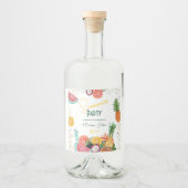 Zomerpartij gele tropische fruituitnodiging likeurfles etiket (Voorkant)