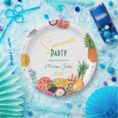 Zomerpartij gele tropische fruituitnodiging papieren bordje (Feest)