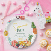 Zomerpartij gele tropische fruituitnodiging papieren bordje (Feest)