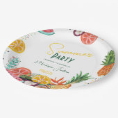 Zomerpartij gele tropische fruituitnodiging papieren bordje (Gekanteld)