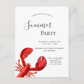 Zomerpartij rode kreeft witte uitnodiging (Voorkant)