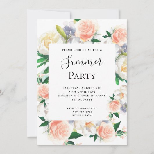 zomerpartij witte koraalappel kaart (Voorkant)