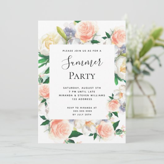 zomerpartij witte koraalappel kaart (Staand voorkant)