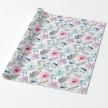 Zomerpastel Blauwe Waterverf Bloemen Patroon Cadeaupapier<br><div class="desc">Dit zacht en romantisch inpakpapier heeft een delicaat waterverf bloemontwerp in pasteltinten van roze,  lavendel en hemelsblauw met bladaccenten. Ideaal voor bruiloften,  verjaardagen,  baby showers of lentegeschenken,  het voegt een frisse en vrouwelijke touch toe aan elk feest.</div>