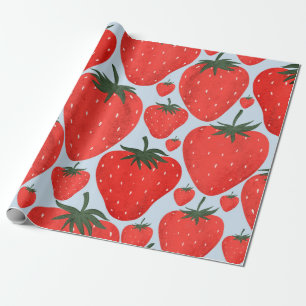 Zomerpatroon met aardbeien geïsoleerd op licht cadeaupapier