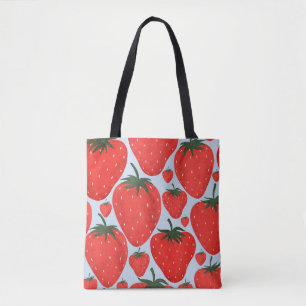 Zomerpatroon met aardbeien geïsoleerd op licht tote bag