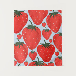 Zomerpatroon met aardbeien geïsoleerd op licht wandkleed