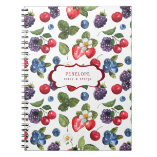 Zomerpatroon met Zoete Bes Monogram Notitieboek