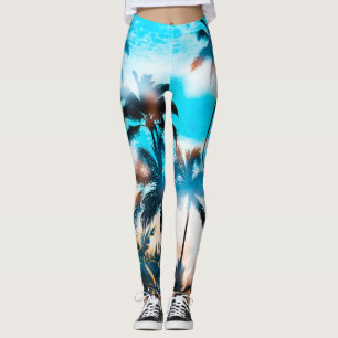 Zomerpatroon, tropische bomen, hemel. leggings