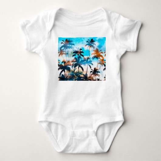 Zomerpatroon, tropische bomen, hemel. romper (Voorkant)