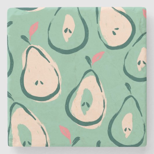 Zomerperen: vers fruitpatroon. stenen onderzetter (Voorkant)