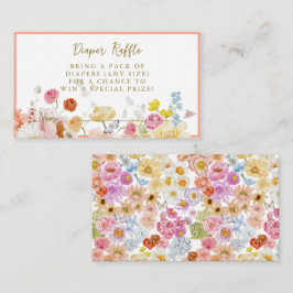 Zomerperzik Bloemen Baby shower Luier Raffle Informatiekaartje