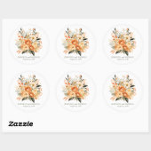 Zomerperzik en groene bloemen bruiloft ronde sticker (Vel)