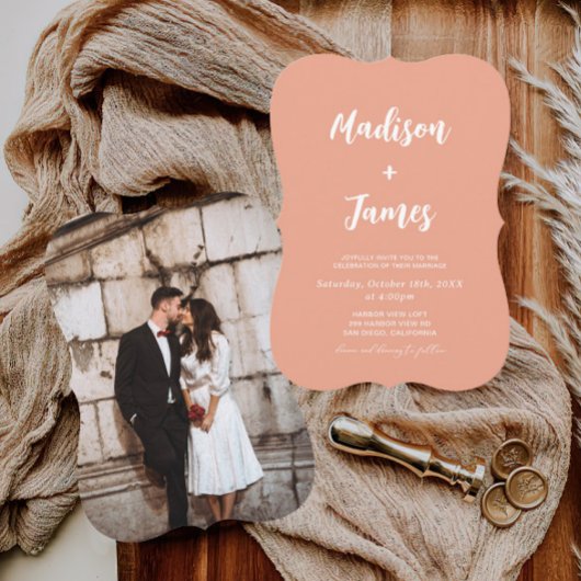 Zomerperzik Sinaasappel bruiloft Kaart