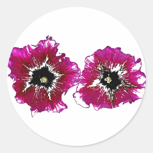 Zomerpetunia's Ronde Sticker (Voorkant)