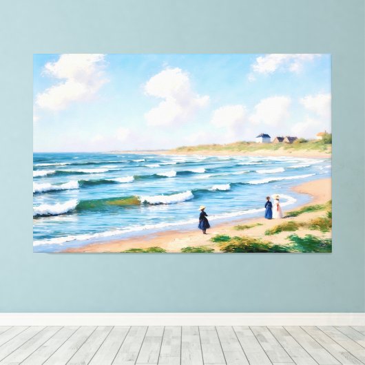 Zomerpicknick aan de Kust Canvas Afdruk (Insitu (Houten vloer))