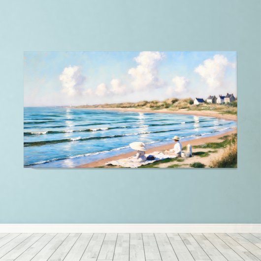 Zomerpicknick aan de Kust Canvas Afdruk (Insitu (Houten vloer))