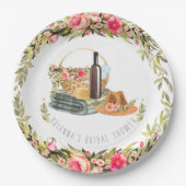 Zomerpicknick Aquarel Bloemen Papieren Bordje (Voorkant)