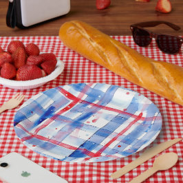 Zomerpicknick Rood Wit Blauw BBQ Tuinfeest Papieren Bordje