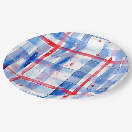 Zomerpicknick Rood Wit Blauw BBQ Tuinfeest Papieren Bordje (Gekanteld)