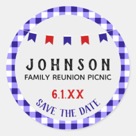 Zomerpicknick | rood wit blauw | Reünie BBQ Party Ronde Sticker