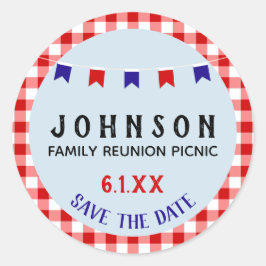 Zomerpicknick | rood wit blauw | Reünie BBQ Party Ronde Sticker