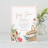 zomerpicknick | Schattigee Roze Girly Baby shower  Kaart (Staand voorkant)