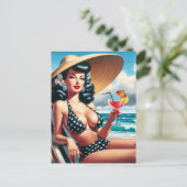  zomerpin-up briefkaart (Staand voorkant)