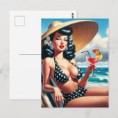  zomerpin-up briefkaart (Voorkant / Achterkant)