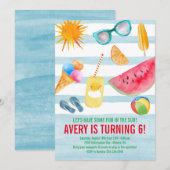 Zomerplezier in de zon verjaardagsfeestje uitnodig kaart (Voorkant / Achterkant)