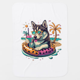 Zomerplezier met Schattigee Cool Husky Dog in Pool Inbakerdoek
