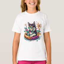 Zomerplezier met Schattigee Cool Husky Dog in Pool