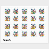Zomerplezier met Schattigee Pug Dog in Zwembad Ronde Sticker (Vel)