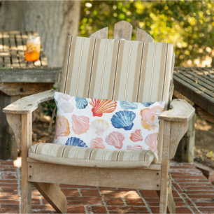 Zomerpreppy buitenkussens met schelpen buitenkussen