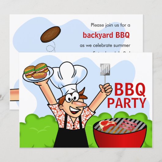 Zomerpret BBQ-feest Kaart (Voorkant / Achterkant)