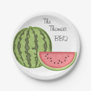 Zomerpret, BBQ, Watermeloen, Persoonlijk, Papieren Bordje