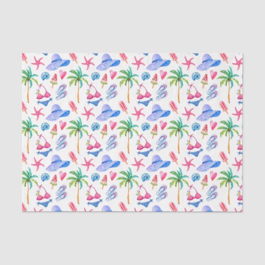 Zomerpret Bikini, Flip Flops, Palmbomen Tissuepapier (Voorkant)