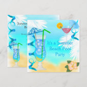 Zomerpret Blauwe Cocktail Strandfeest Kaart (Voorkant / Achterkant)