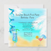 Zomerpret Blauwe Cocktail Strandfeest Kaart (Achterkant)
