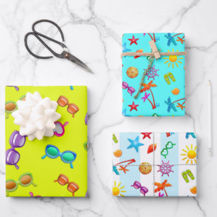 Zomerpret Design Meisjesfeestje Inpakpapier Vel