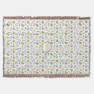 Zomerpret Monogram Strand Vakantiedoodles Decorati Deken