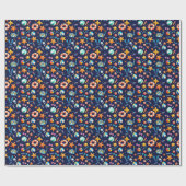 Zomerpret Patroon blauw Cadeaupapier (Vlak)
