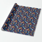 Zomerpret Patroon blauw Cadeaupapier (Uitgerold)