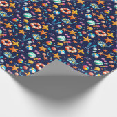 Zomerpret Patroon blauw Cadeaupapier (Hoek)