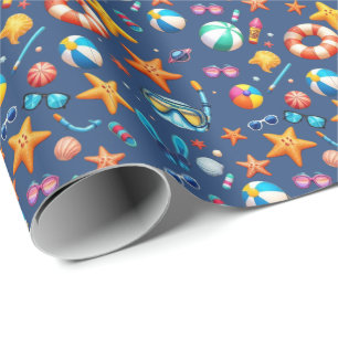 Zomerpret Patroon lichtblauw Cadeaupapier