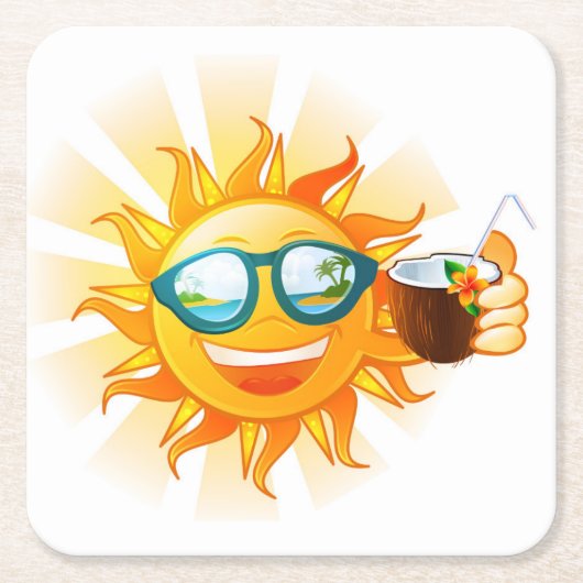Zomerpret Zon Papieren Onderzetters (Voorkant)